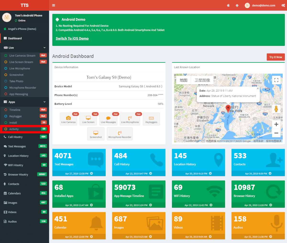 Seguimiento de la actividad de la APP