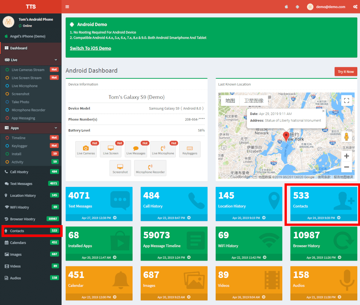 location tracking functional location