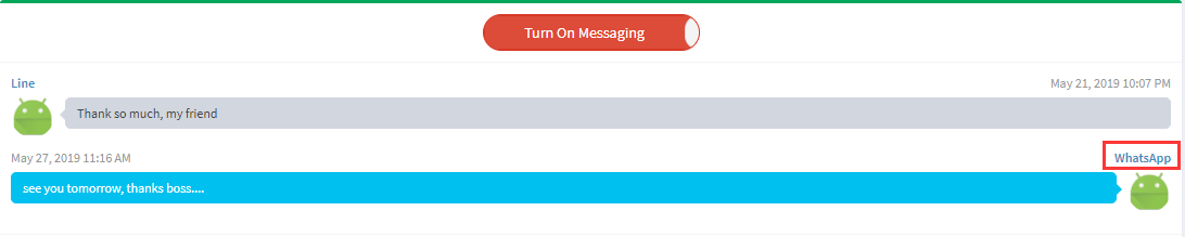 View specific app messages/operations