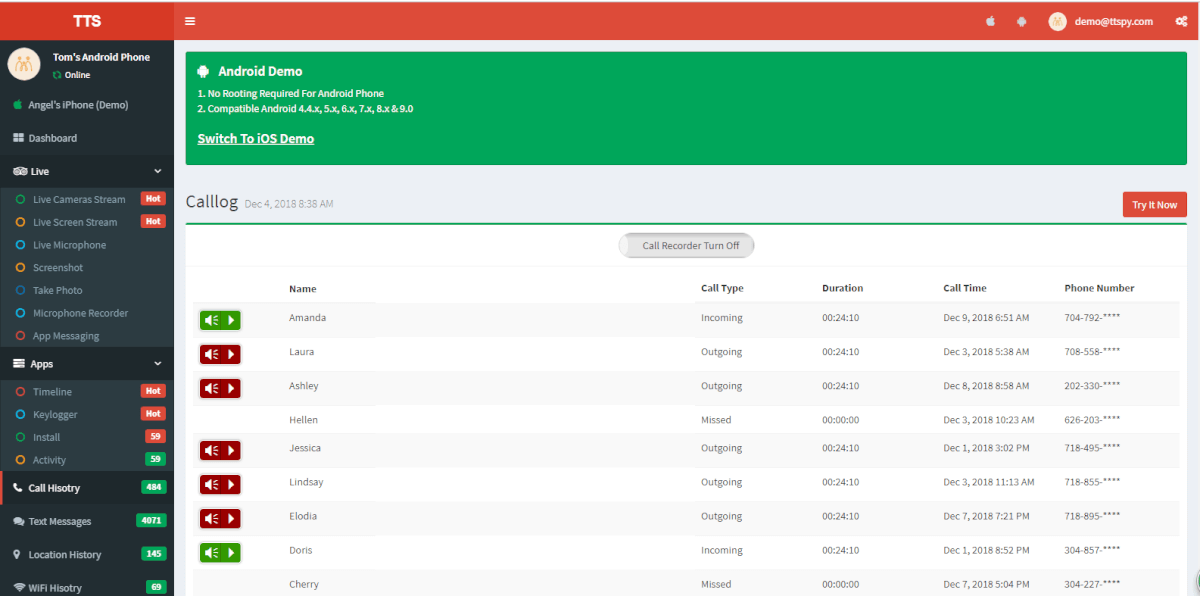 Android Phone Call Hisotry Tracker